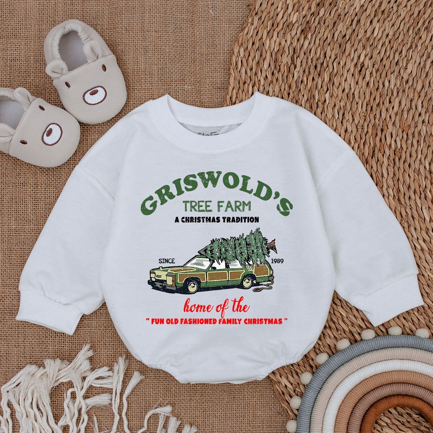 Griswold's Tree Farm Funny Baby Christmas Romper Old Fashioned Family First Holiday Newborn Outfit Comfortable Bubble Sweatshirt