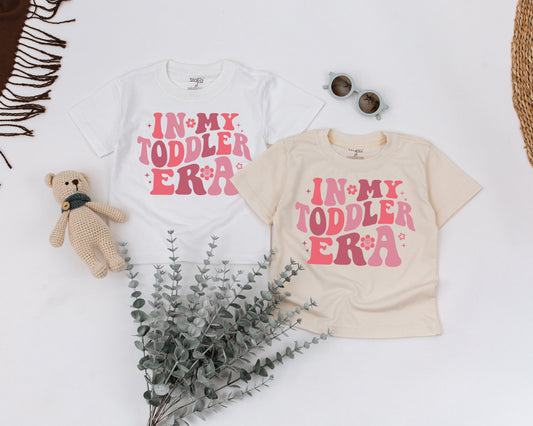 In My Toddler Era Shirt Groovy Retro Pink Daisy Flower Design Vintage 70s Style Cute Kids Toddler Tee Summer Family Matching