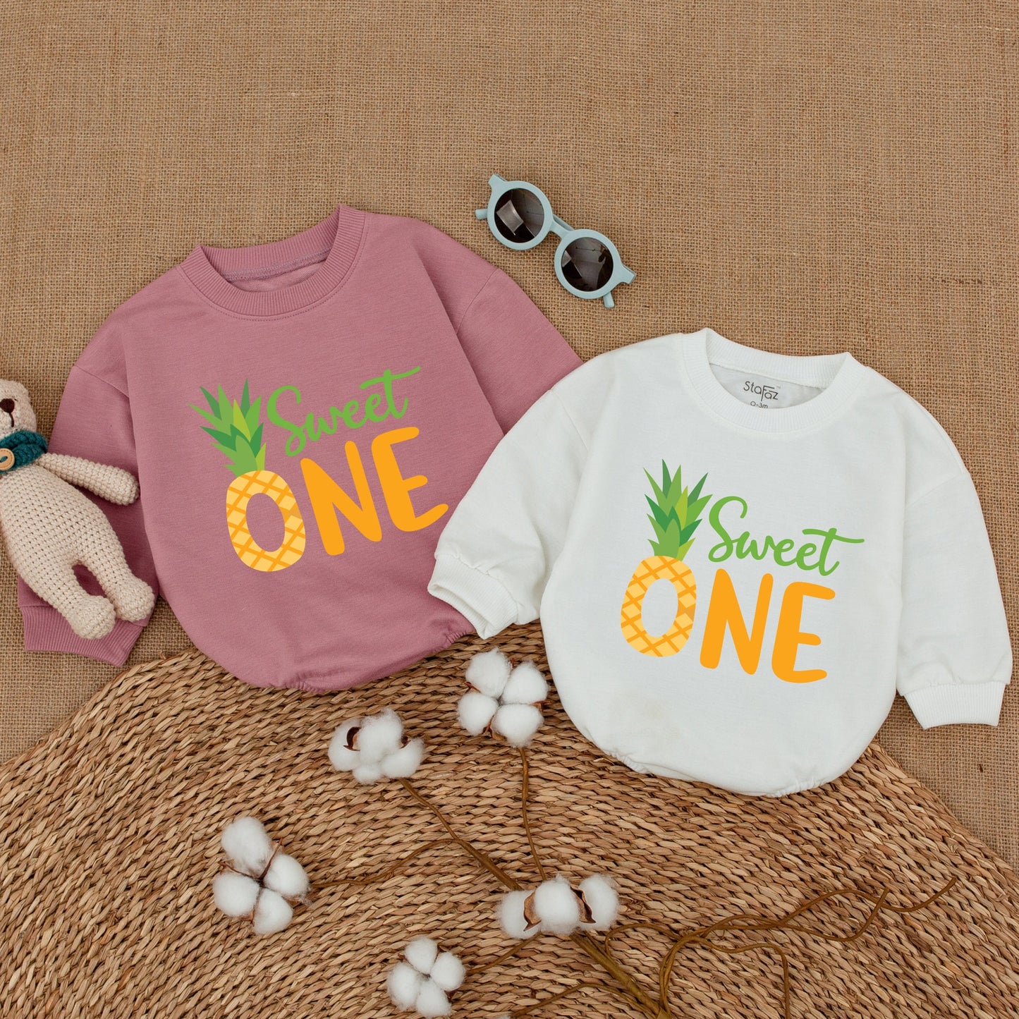 Pineapple Sweet One Birthday Romper for Girls Baby Bodysuit Summer Smash Cake Outfit Hawaiian Themed Celebration Cotton Comfort