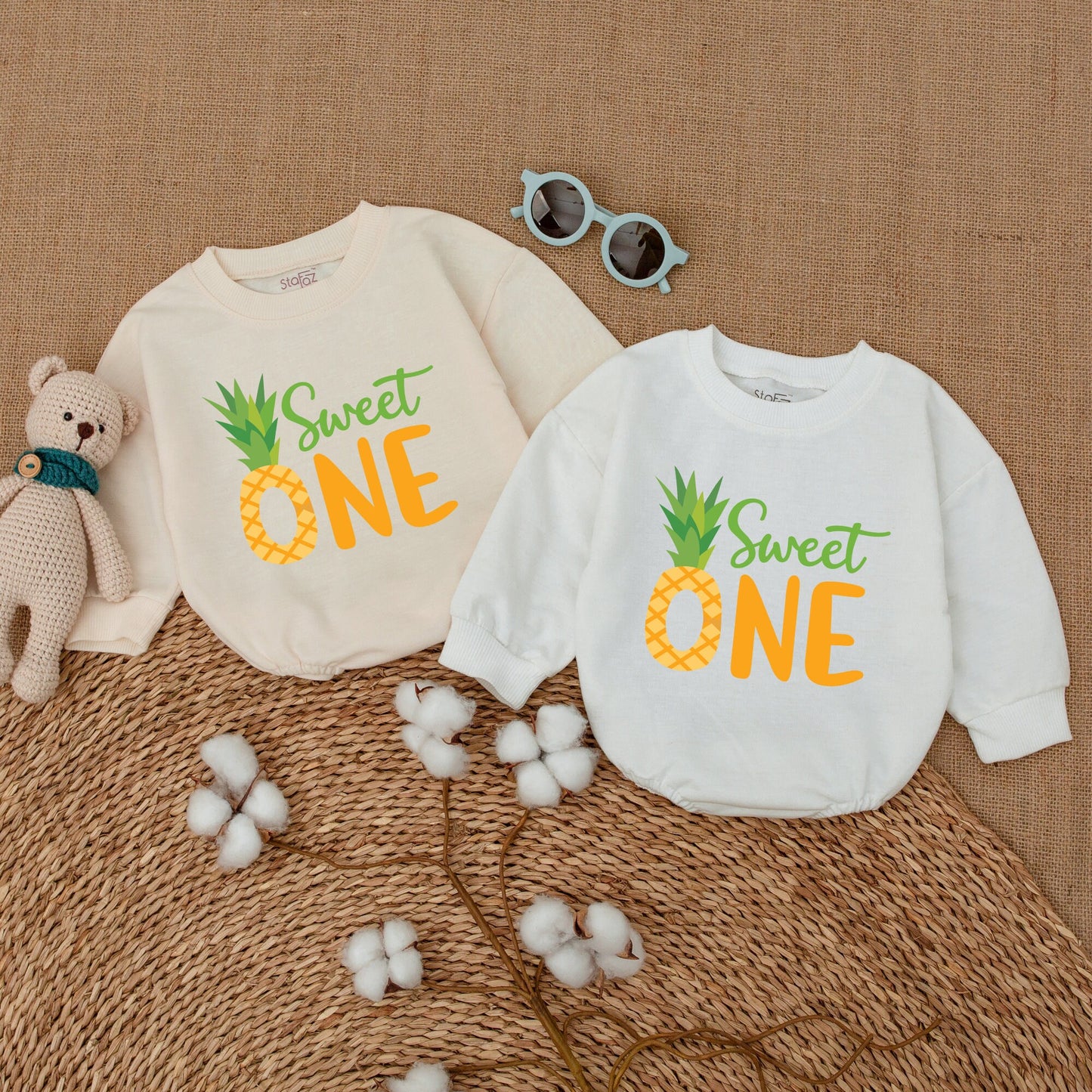 Pineapple Sweet One Birthday Romper for Girls Baby Bodysuit Summer Smash Cake Outfit Hawaiian Themed Celebration Cotton Comfort