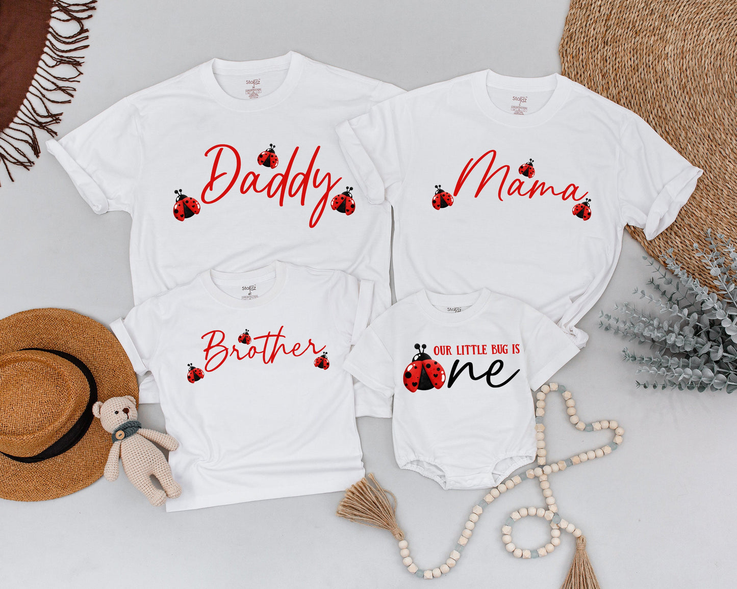 Cute Ladybug First Birthday Outfit for Girls Matching Family Ladybug Birthday Tees Mommy and Me Bug Theme Party Clothes