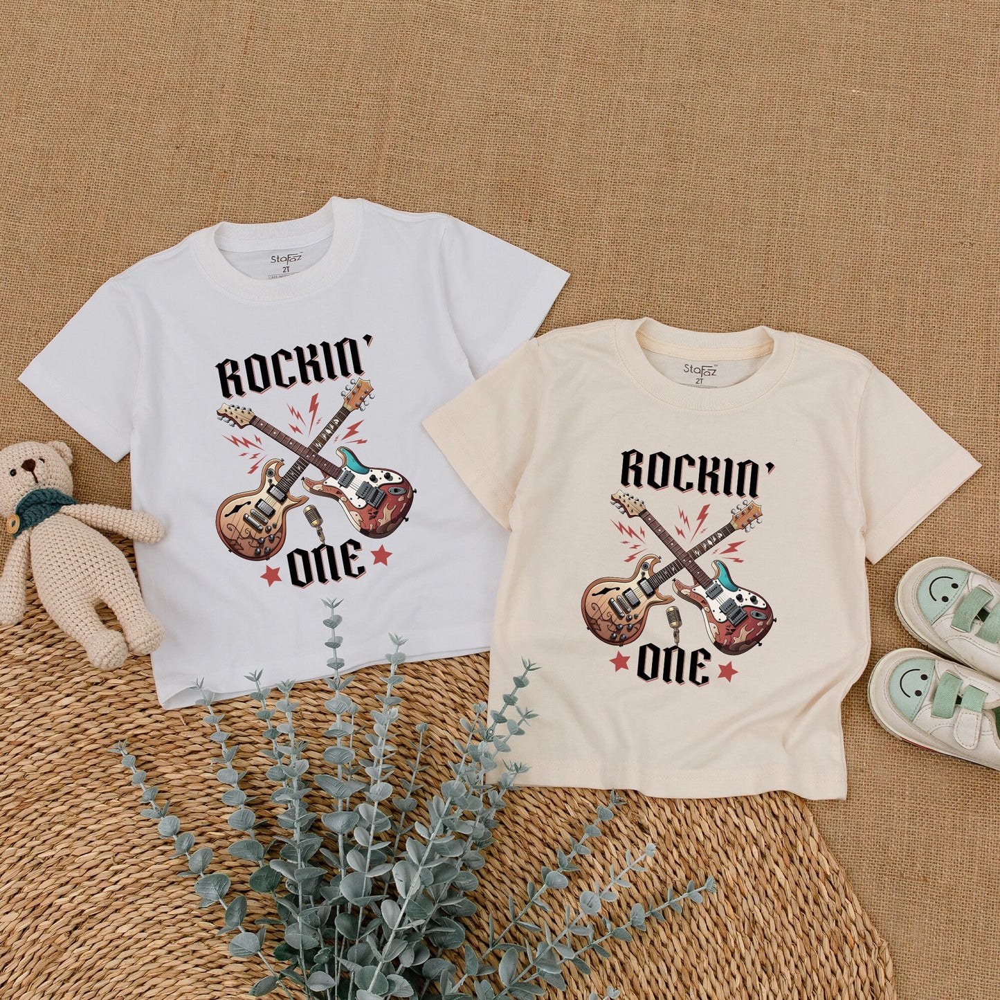 Rockin' One Birthday Romper Baby Boy Rock n Roll 1st Birthday Bodysuit Rock Star Outfit Matching Family Clothes