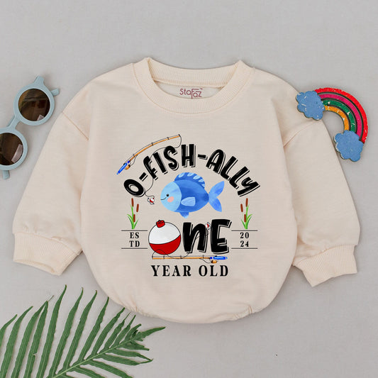 O-Fish-Ally One 1st Birthday Baby Romper, Cute Fishing Theme Outfit Boy or Girl, Smash Cake First Birthday Bodysuit, 1 Year Old Gift 2024
