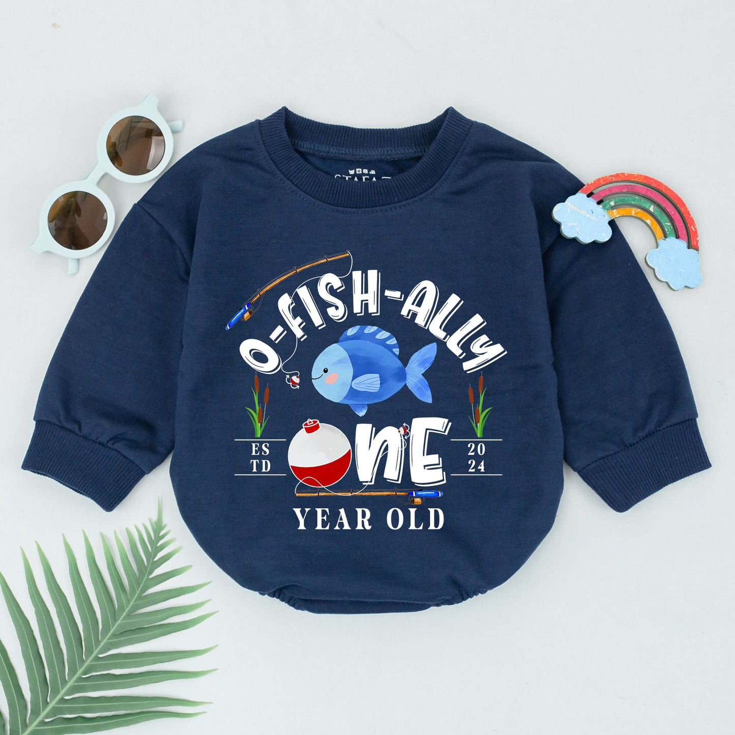 O-Fish-Ally One 1st Birthday Baby Romper, Cute Fishing Theme Outfit Boy or Girl, Smash Cake First Birthday Bodysuit, 1 Year Old Gift 2024