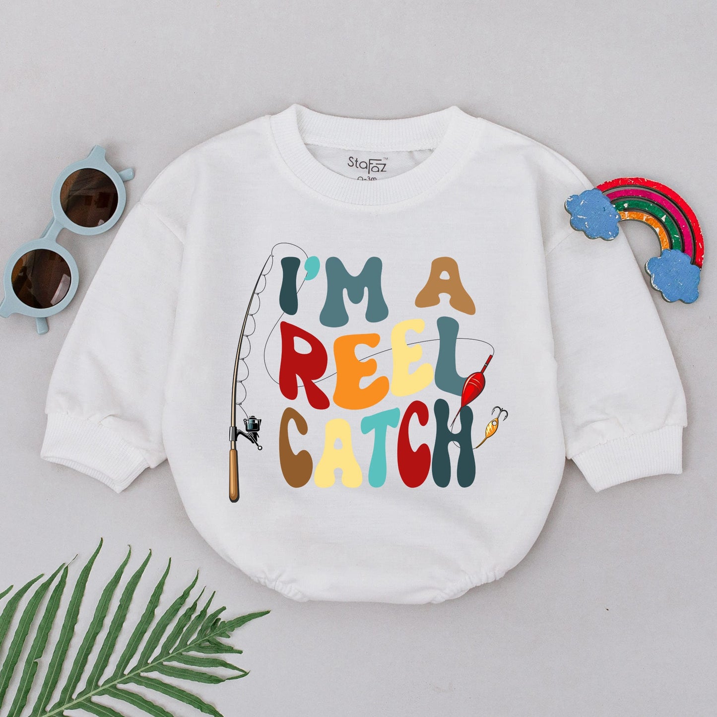 I'm A Reel Catch Romper, Fishing First Birthday Outfit, 1st Birthday Fish Baby Bodysuit, Smash Cake, Baby Shower Gift for Boy, Ofishally One (139 chars)