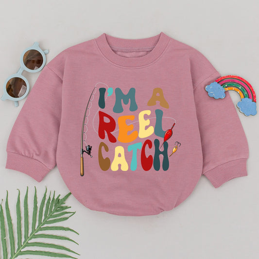 I'm A Reel Catch Romper, Fishing First Birthday Outfit, 1st Birthday Fish Baby Bodysuit, Smash Cake, Baby Shower Gift for Boy, Ofishally One (139 chars)
