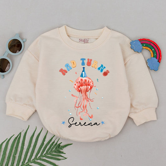 Rad Turns One Romper Under the Sea First Birthday Outfit Cute Sea Creature Theme Natural Birthday Gift for Baby Boy or Girl