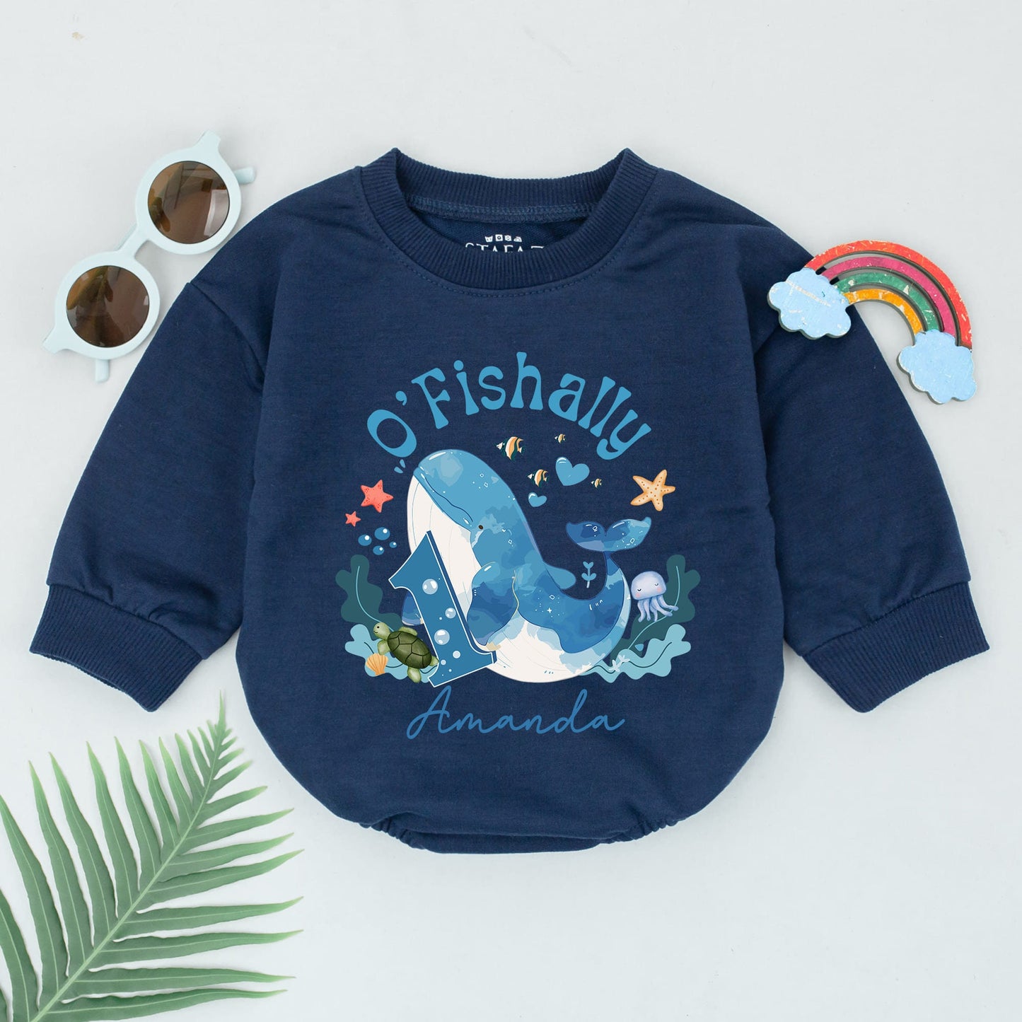 O-Fish-Ally One Romper First Birthday Fishing Theme Baby Outfit Soft Cotton Bodysuit Smash Cake Photo Shoot Baby Shower Idea for Infants