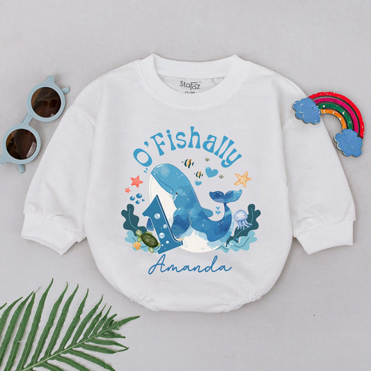 O-Fish-Ally One Romper First Birthday Fishing Theme Baby Outfit Soft Cotton Bodysuit Smash Cake Photo Shoot Baby Shower Idea for Infants
