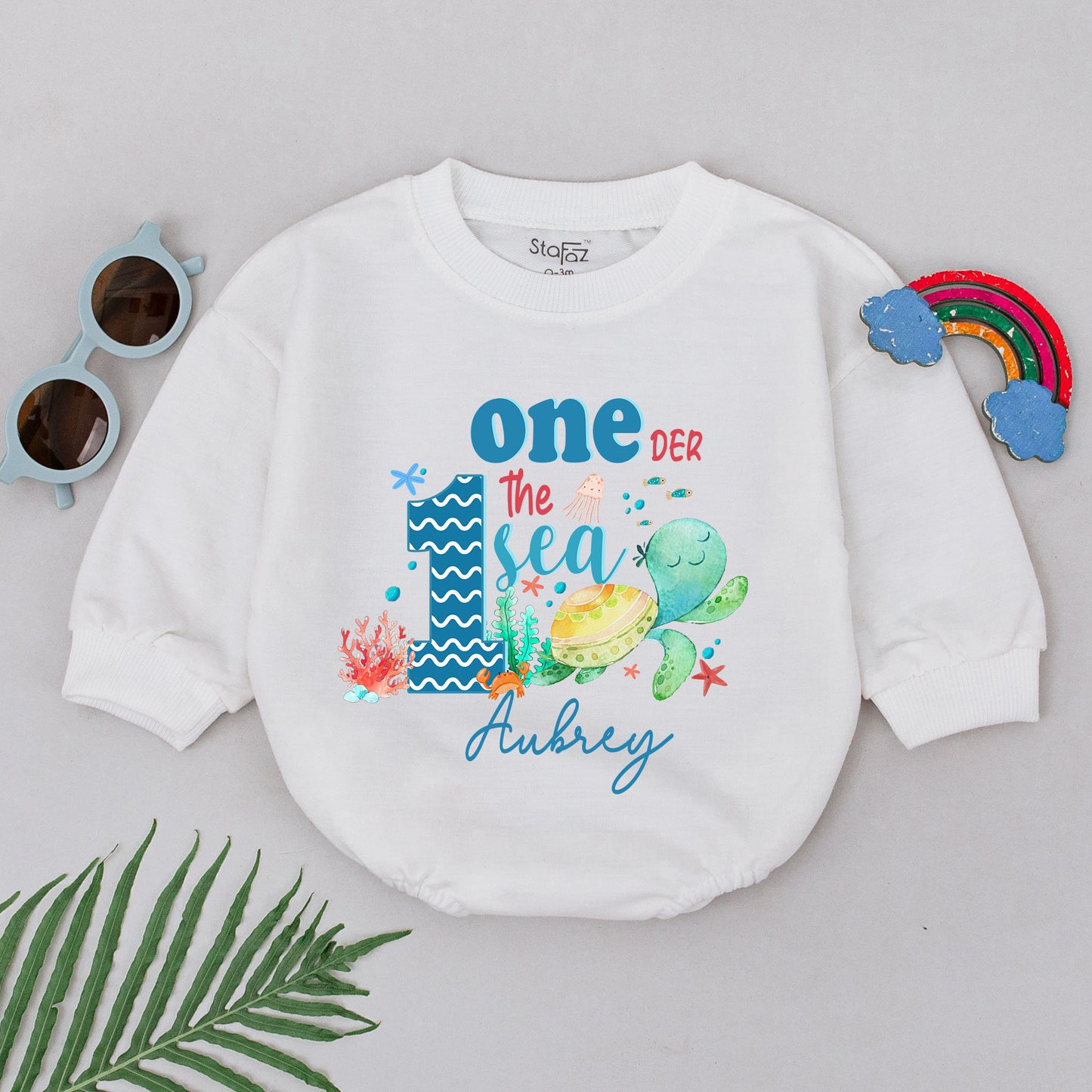 One-der The Sea 1st Birthday Romper Sea Creature Outfit for Baby Boy or Girl, Under the Sea Theme First Birthday Gift