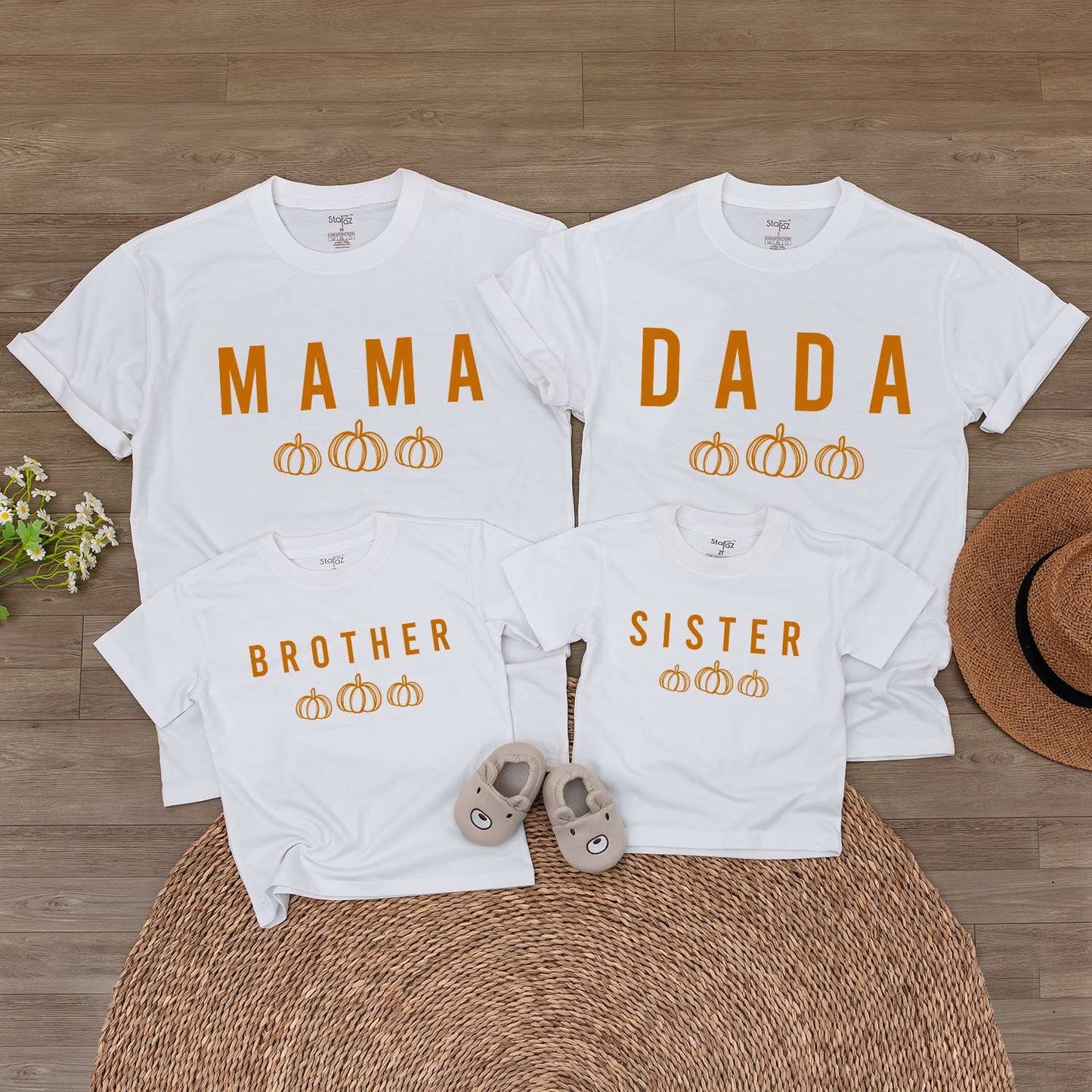 Matching Family Fall Outfits: Pumpkin Baby Onesies & Kid Tees