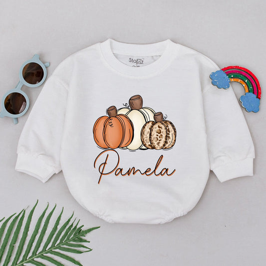 Custom Pumpkin Romper for Girls – Fall Baby Shower or Thanksgiving