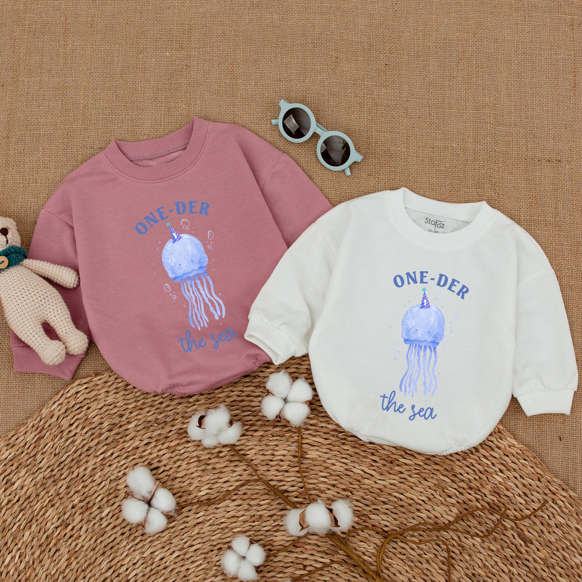 Jellyfish Birthday Romper Oneder The Sea Outfit Girl Baby First Birthday Party Clothes Ocean Bubble Bodysuit Smash Cake Outfit Under The Sea Gender Neutral