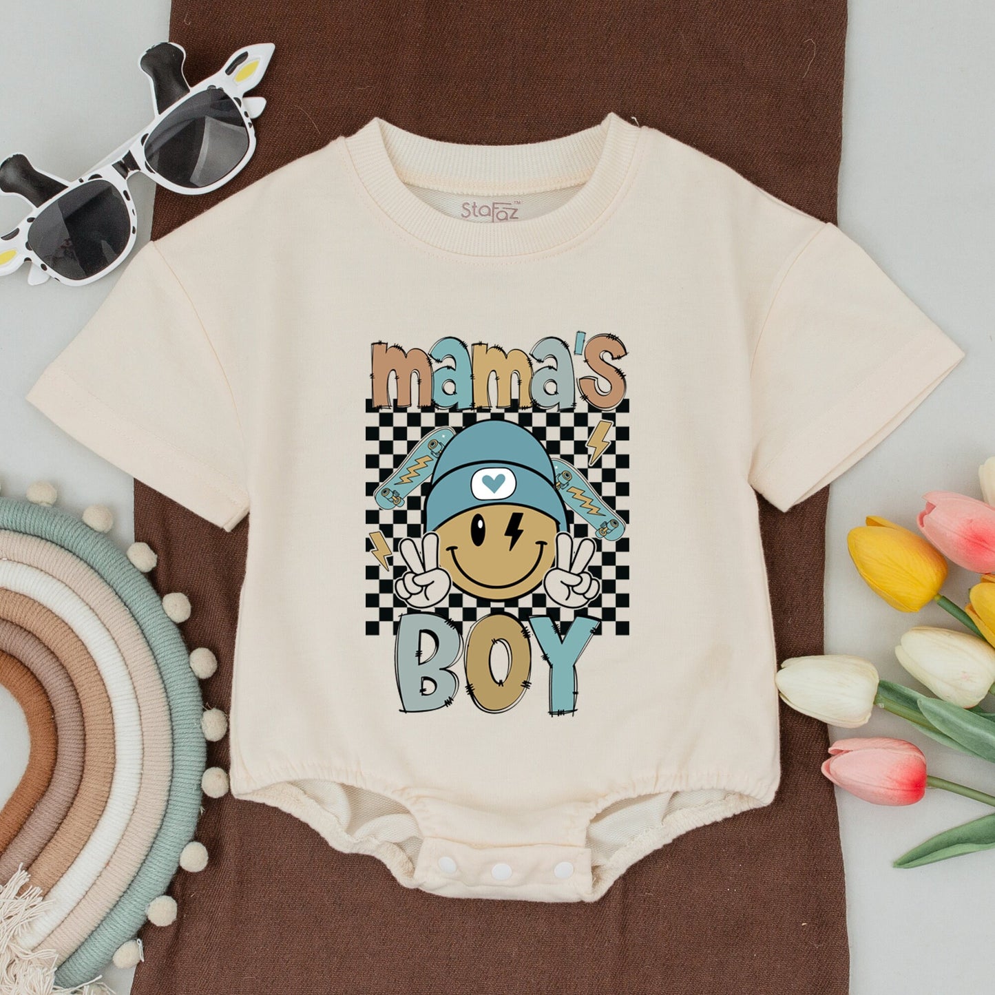 Boy Mama and Baby Boy Matching Outfits Mommy and Me Son Shirts Soft Cotton Comfortable New Mom Gift Smiley Mama Mini