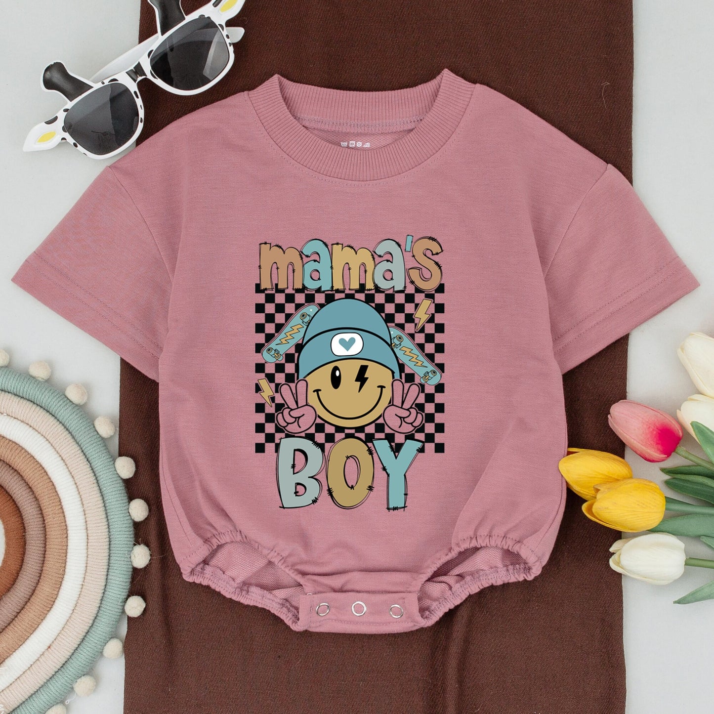 Boy Mama and Baby Boy Matching Outfits Mommy and Me Son Shirts Soft Cotton Comfortable New Mom Gift Smiley Mama Mini