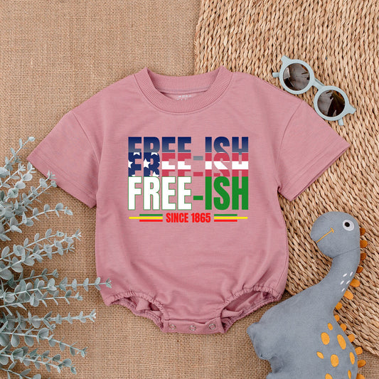 Free-ish Since 1865 Baby Romper - Juneteenth Freedom Day Bodysuit Patriotic Outfit, Stars & Stripes Baby Girl Gift, Black History Romper (139 chars)