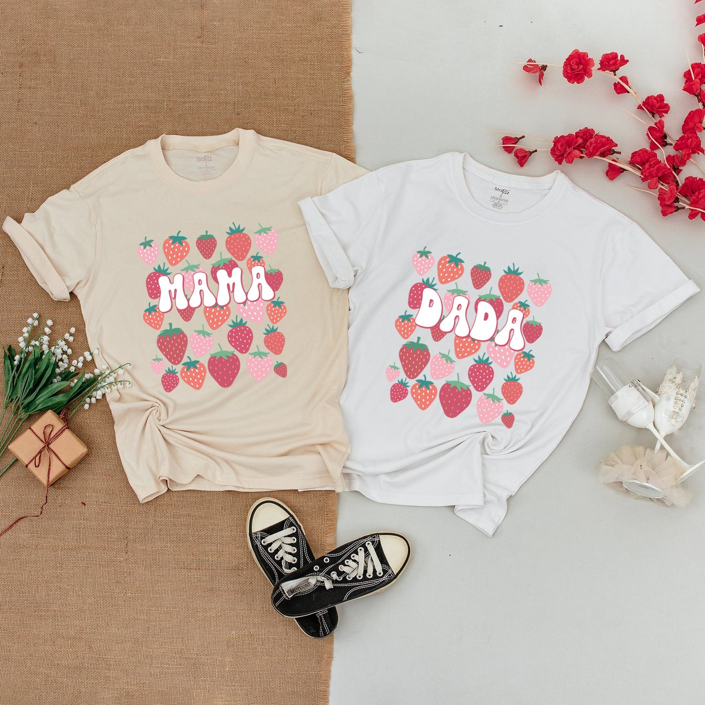 Berry First Birthday Family Matching Shirts Strawberry Sweet One Design Mama Dada Sister Outfit Baby Girl Bodysuit Pink Retro Party
