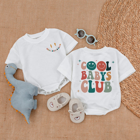 Cool Babys Club Bubble Romper: Retro Rainbow Lettering Baby Outfit - Sweet Newborn Bodysuit, Fun Baby Shower Gift, Soft Cotton Coming Home Outfit 135