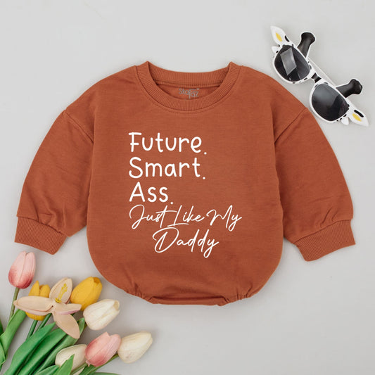 Funny Future Smart Ass Just Like My Daddy Baby Romper Bodysuit, Perfect Father's Day or Baby Shower Gift for New Dad, Soft Cotton Baby Boy Girl Clothes