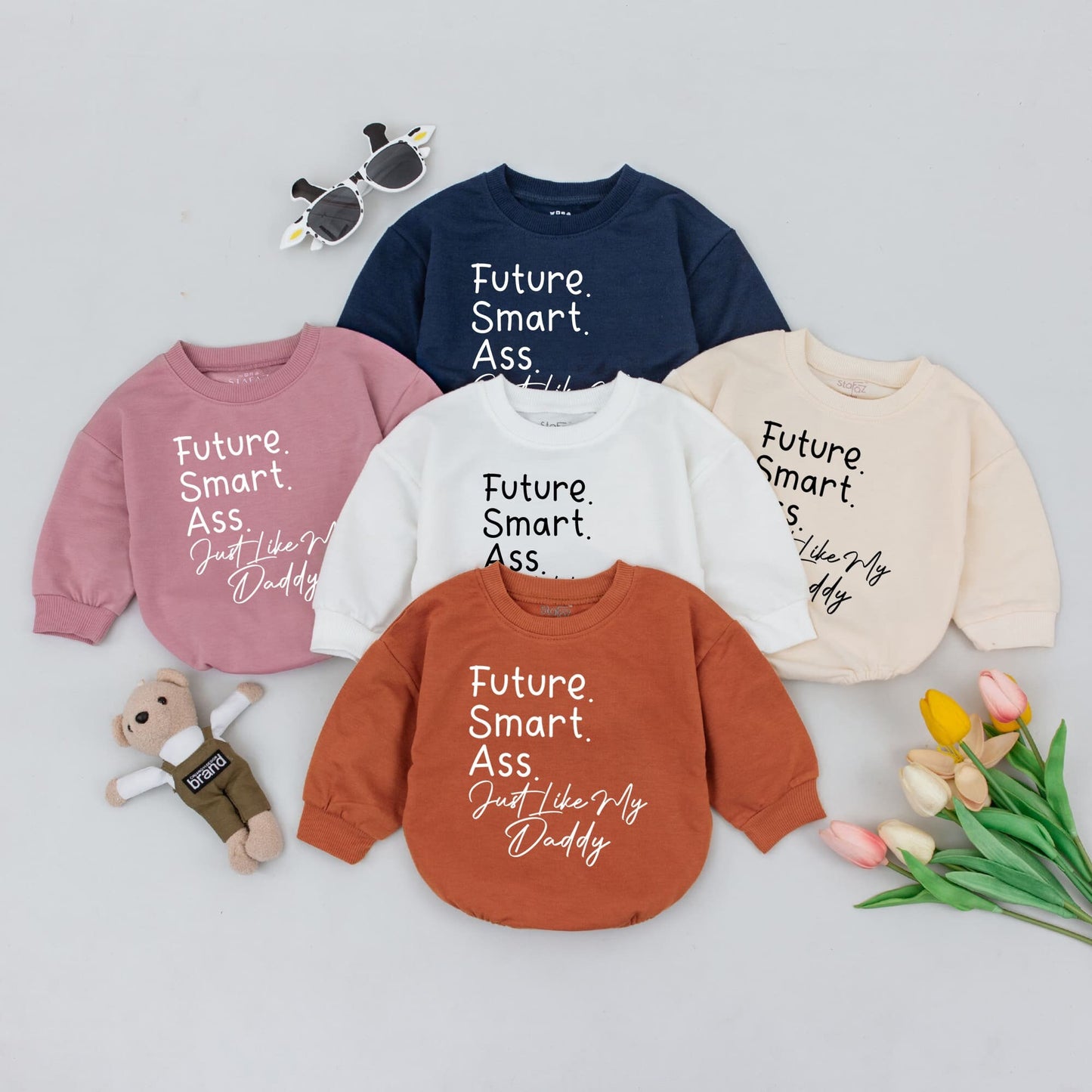 Funny Future Smart Ass Just Like My Daddy Baby Romper Bodysuit, Perfect Father's Day or Baby Shower Gift for New Dad, Soft Cotton Baby Boy Girl Clothes