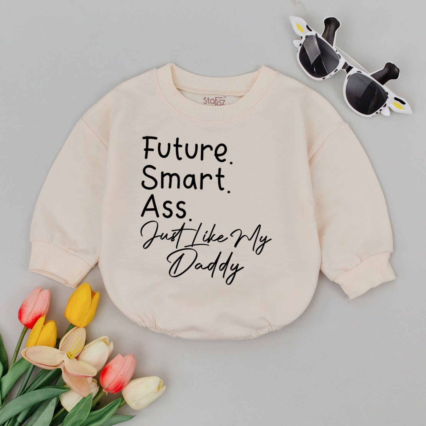 Funny Future Smart Ass Just Like My Daddy Baby Romper Bodysuit, Perfect Father's Day or Baby Shower Gift for New Dad, Soft Cotton Baby Boy Girl Clothes