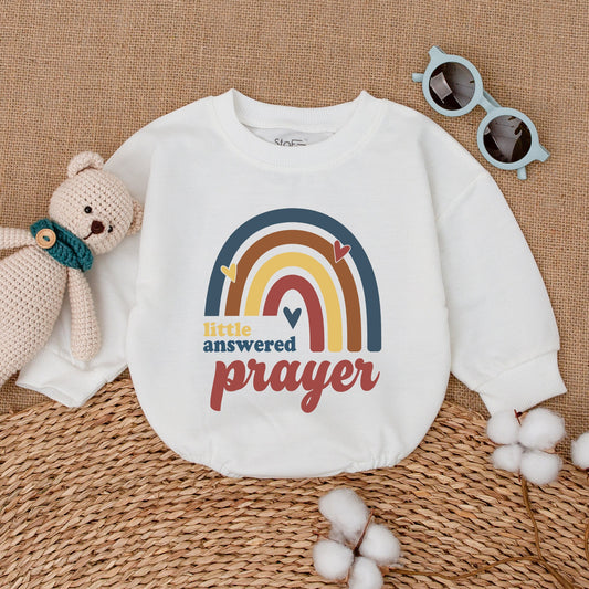 Little Answered Prayer Baby Romper Religious Miracle Newborn Bodysuit New Baby Shower Gift Pregnancy Announcement Coming Home Outfit