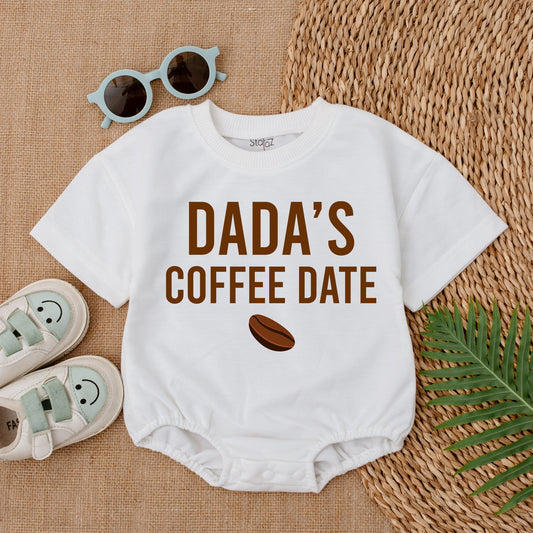 Dada's Coffee Date Baby Bubble Romper Light Mauve Newborn Outfit Cute Coffee Bean Design Comfortable Cotton Baby Bodysuit