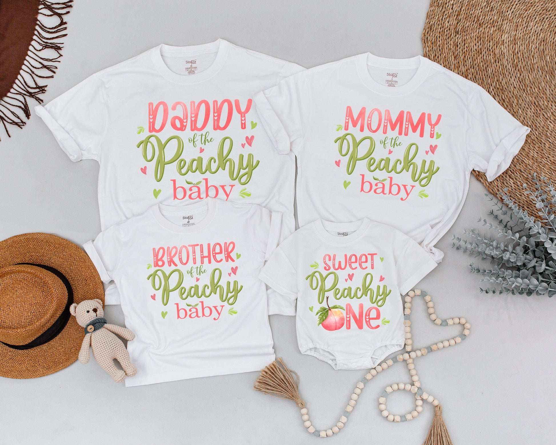 Matching Peach 1st Birthday Outfit: Mommy and Me Shirts for Family Fun, Sweet Peach Party, First Birthday Girl or Boy, Custom Family