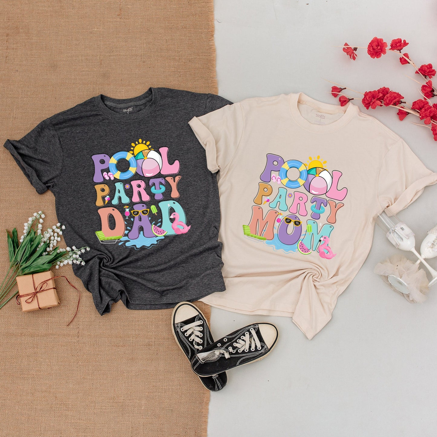 Pool Party Family Matching Shirts Mom Dad Baby Outfits Summer Fun First Birthday Baby Bodysuit Watermelon Fun