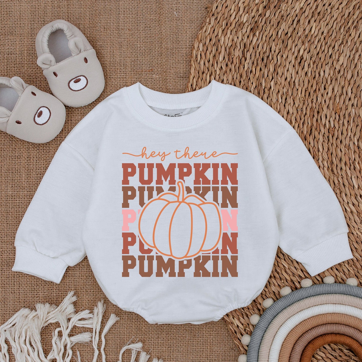 Pumpkin Baby Romper - Fall Thanksgiving Outfit - Baby Shower Gift