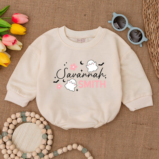 Personalized Halloween Ghost Romper - Cute Fall Baby Shower Gift