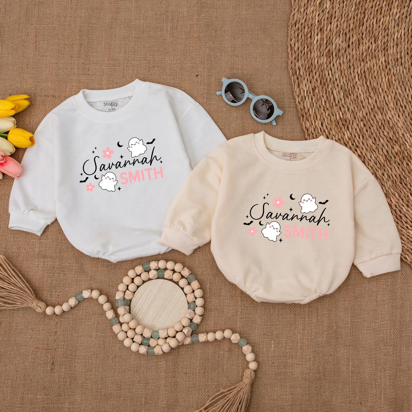 Personalized Halloween Ghost Romper - Cute Fall Baby Shower Gift