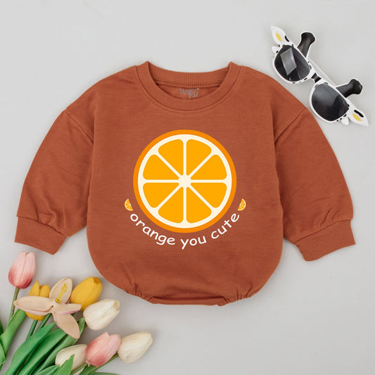 Orange You Cute Baby Romper with Sliced Fruit Design | Playful Newborn Outfit with Cheerful Citrus Print | Baby Shower Gift, Comfortable Cotton (140 chars)