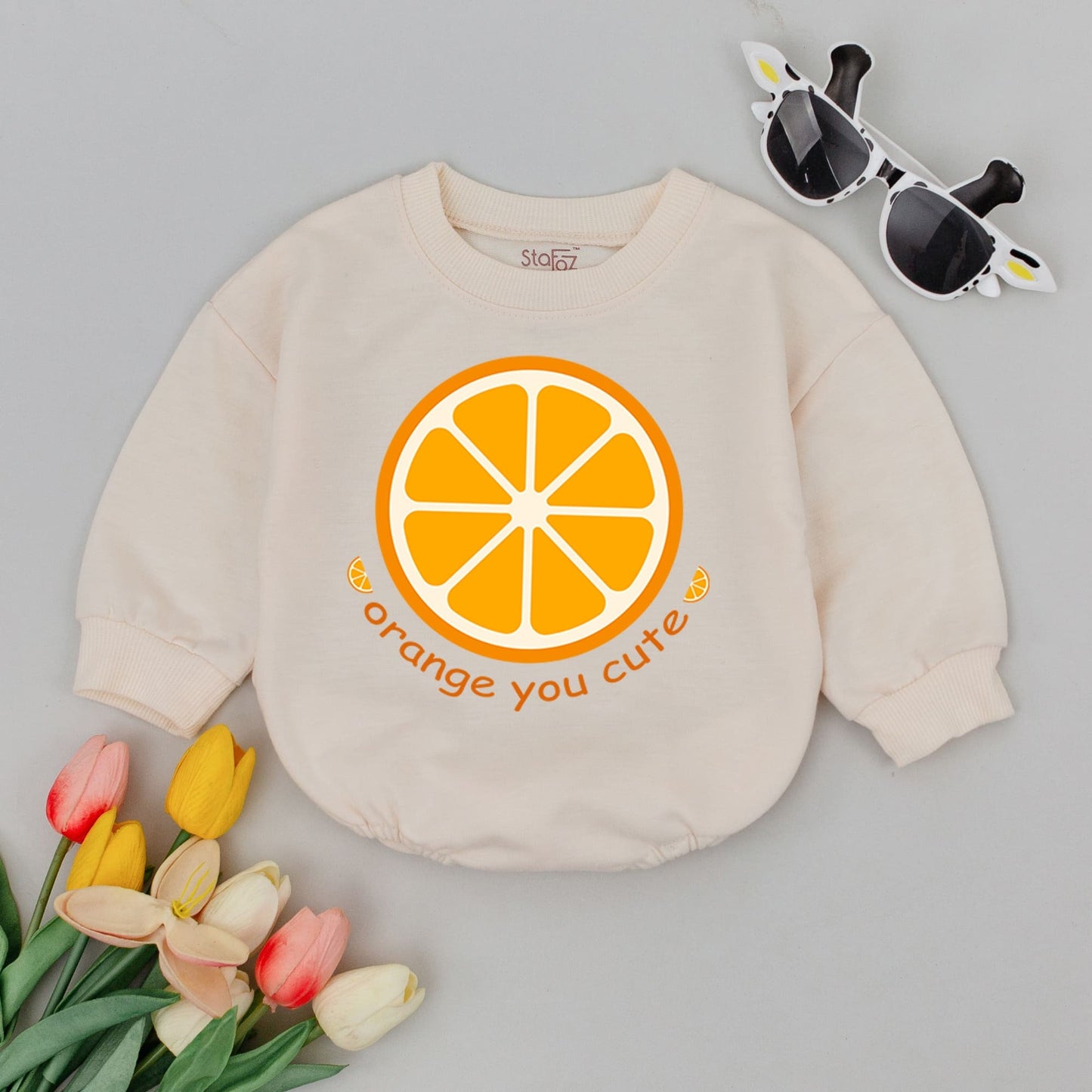 Orange You Cute Baby Romper with Sliced Fruit Design | Playful Newborn Outfit with Cheerful Citrus Print | Baby Shower Gift, Comfortable Cotton (140 chars)