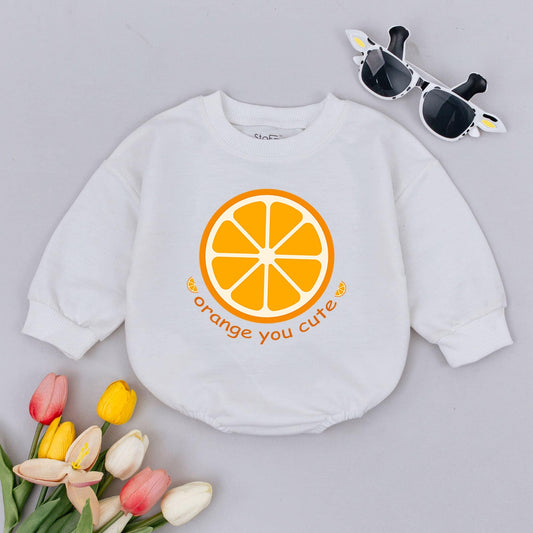 Orange You Cute Baby Romper with Sliced Fruit Design | Playful Newborn Outfit with Cheerful Citrus Print | Baby Shower Gift, Comfortable Cotton (140 chars)