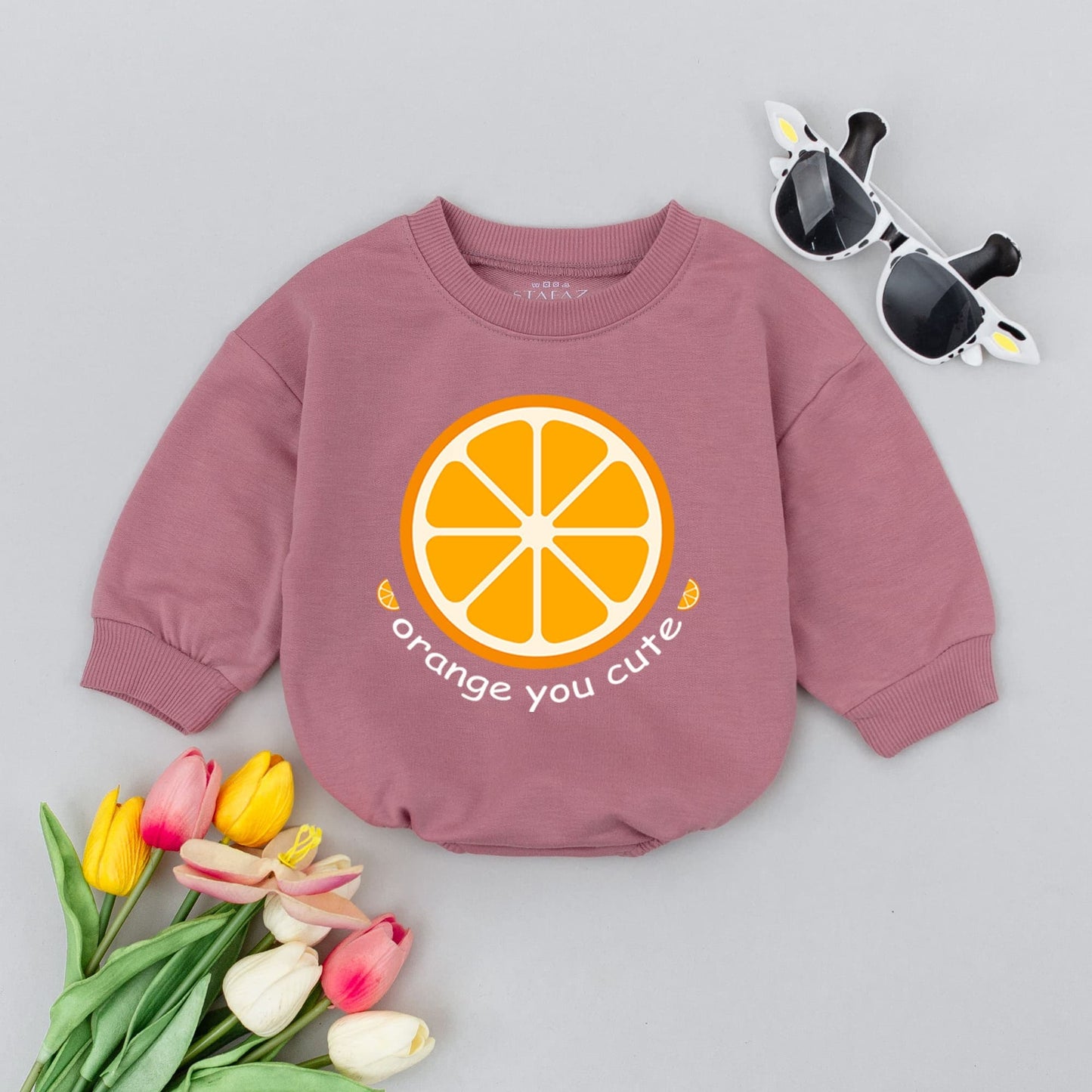 Orange You Cute Baby Romper with Sliced Fruit Design | Playful Newborn Outfit with Cheerful Citrus Print | Baby Shower Gift, Comfortable Cotton (140 chars)