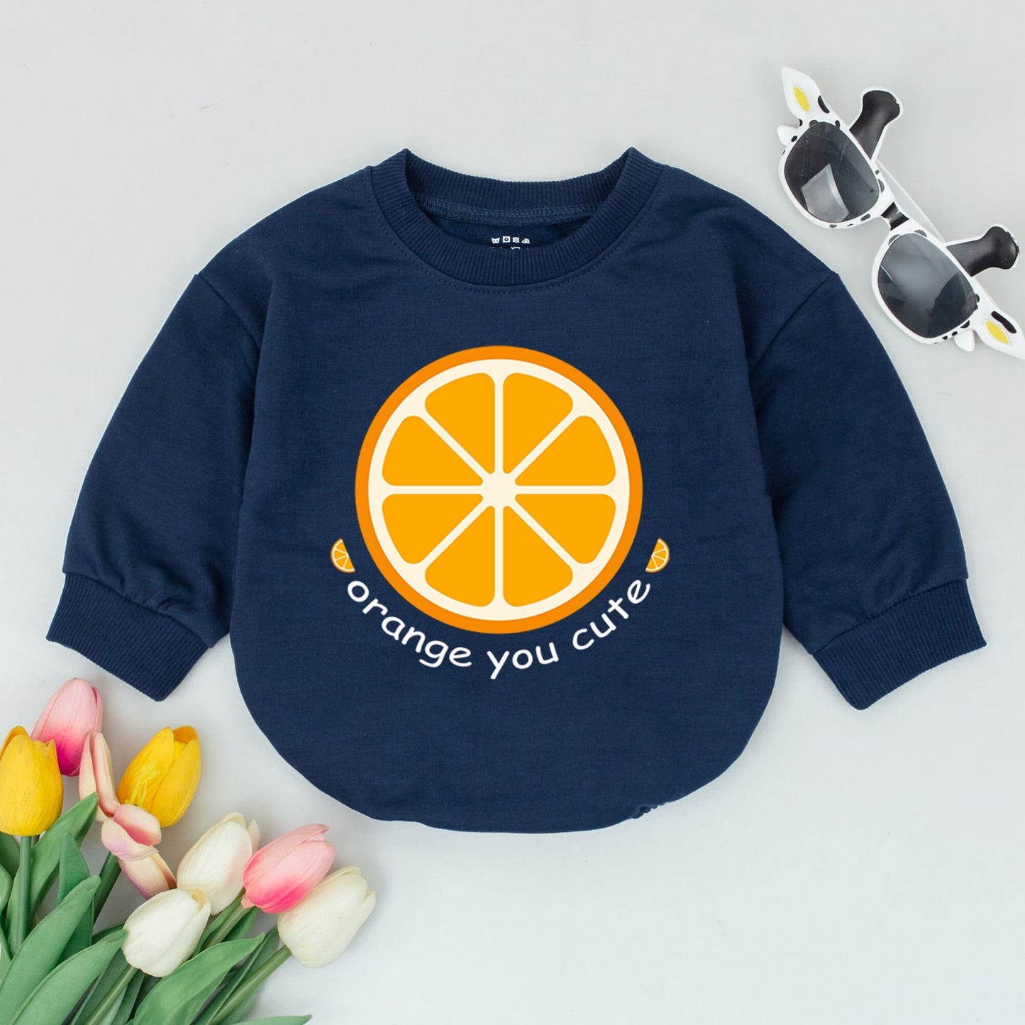 Orange You Cute Baby Romper with Sliced Fruit Design | Playful Newborn Outfit with Cheerful Citrus Print | Baby Shower Gift, Comfortable Cotton (140 chars)