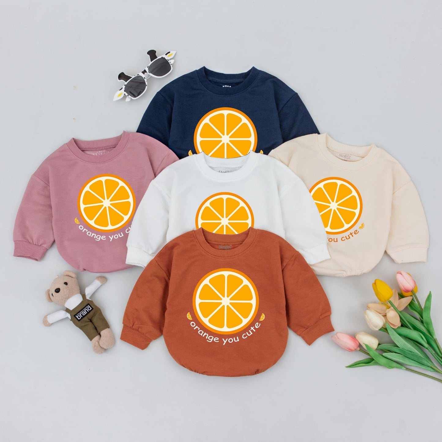 Orange You Cute Baby Romper with Sliced Fruit Design | Playful Newborn Outfit with Cheerful Citrus Print | Baby Shower Gift, Comfortable Cotton (140 chars)