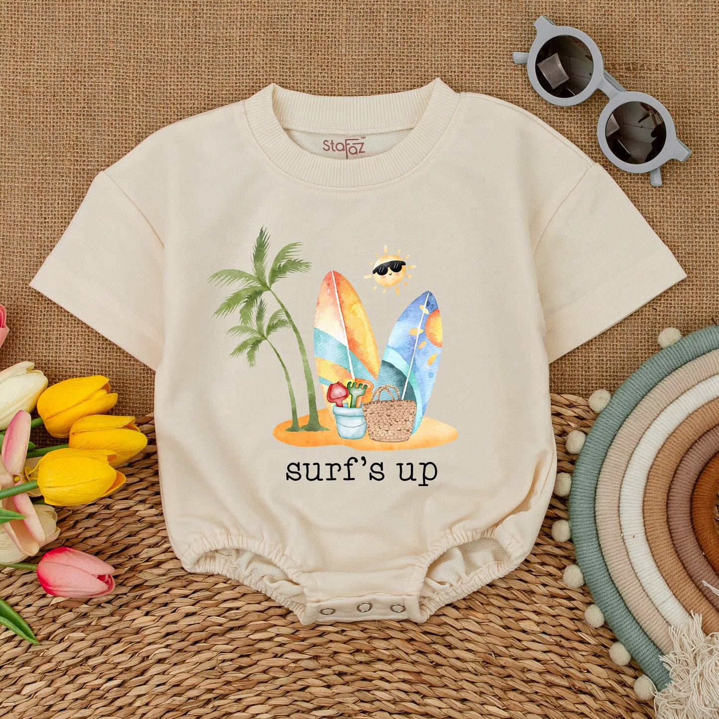 Surf's Up Baby Bodysuit Cute Future Surfer Romper Hawaii Beach Trip Newborn Unisex Outfit Summer Vibes Aloha