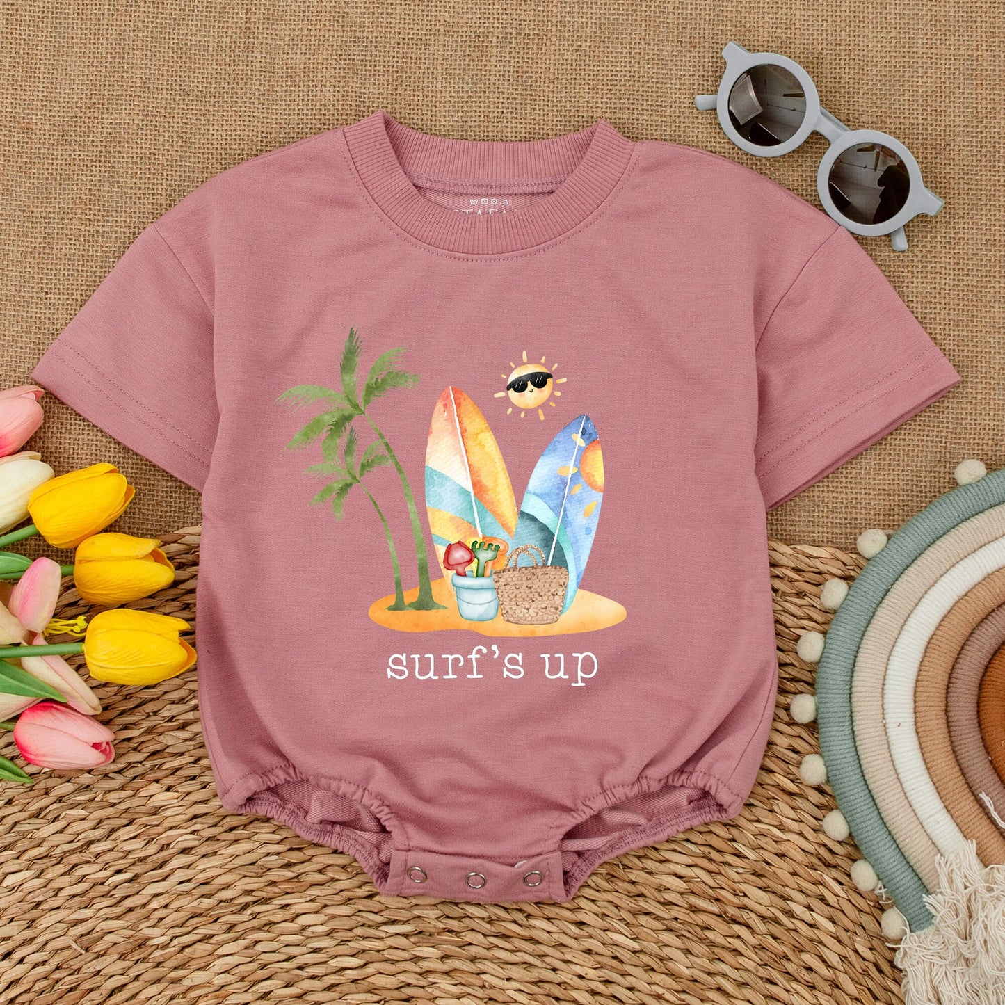 Surf's Up Baby Bodysuit Cute Future Surfer Romper Hawaii Beach Trip Newborn Unisex Outfit Summer Vibes Aloha