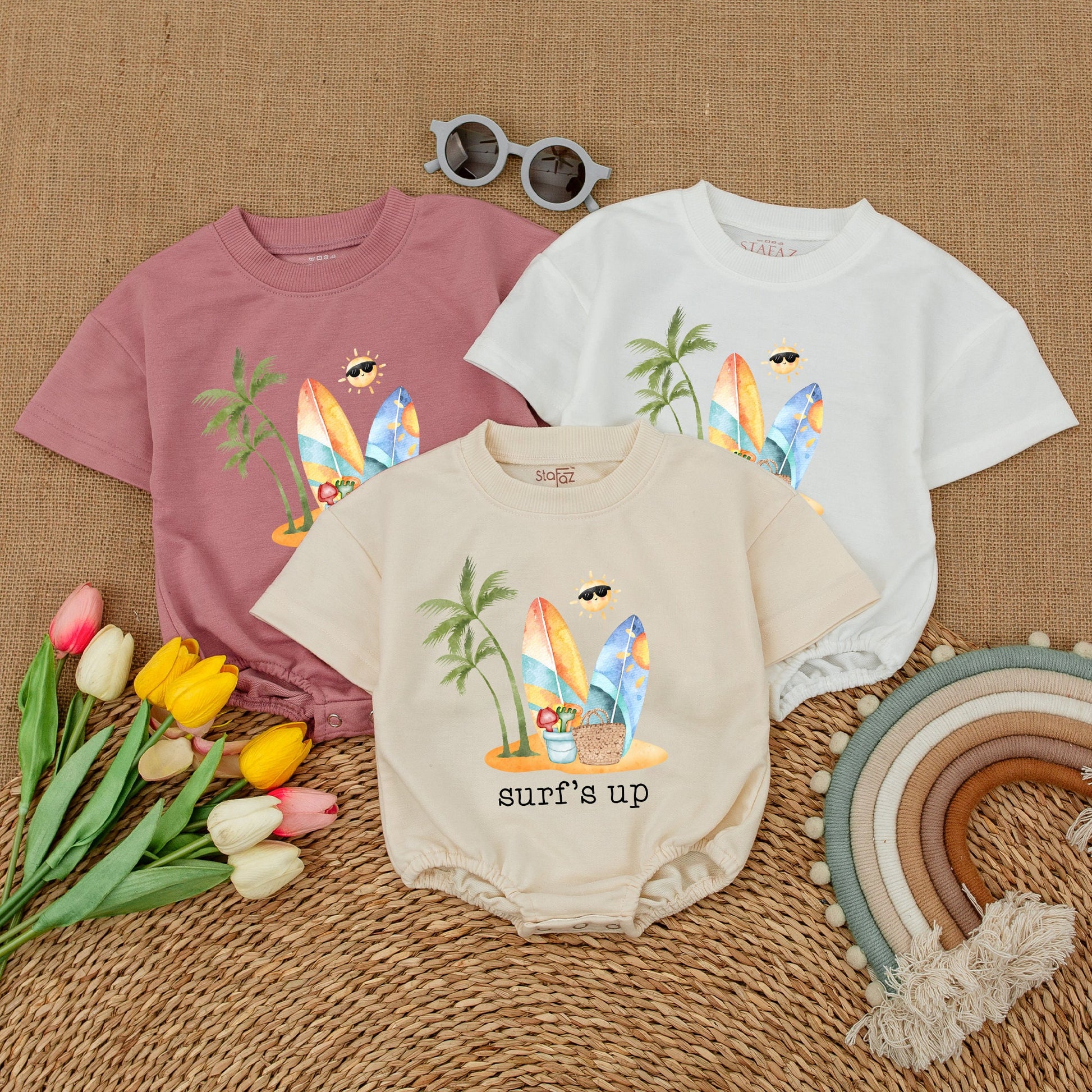 Surf's Up Baby Bodysuit Cute Future Surfer Romper Hawaii Beach Trip Newborn Unisex Outfit Summer Vibes Aloha