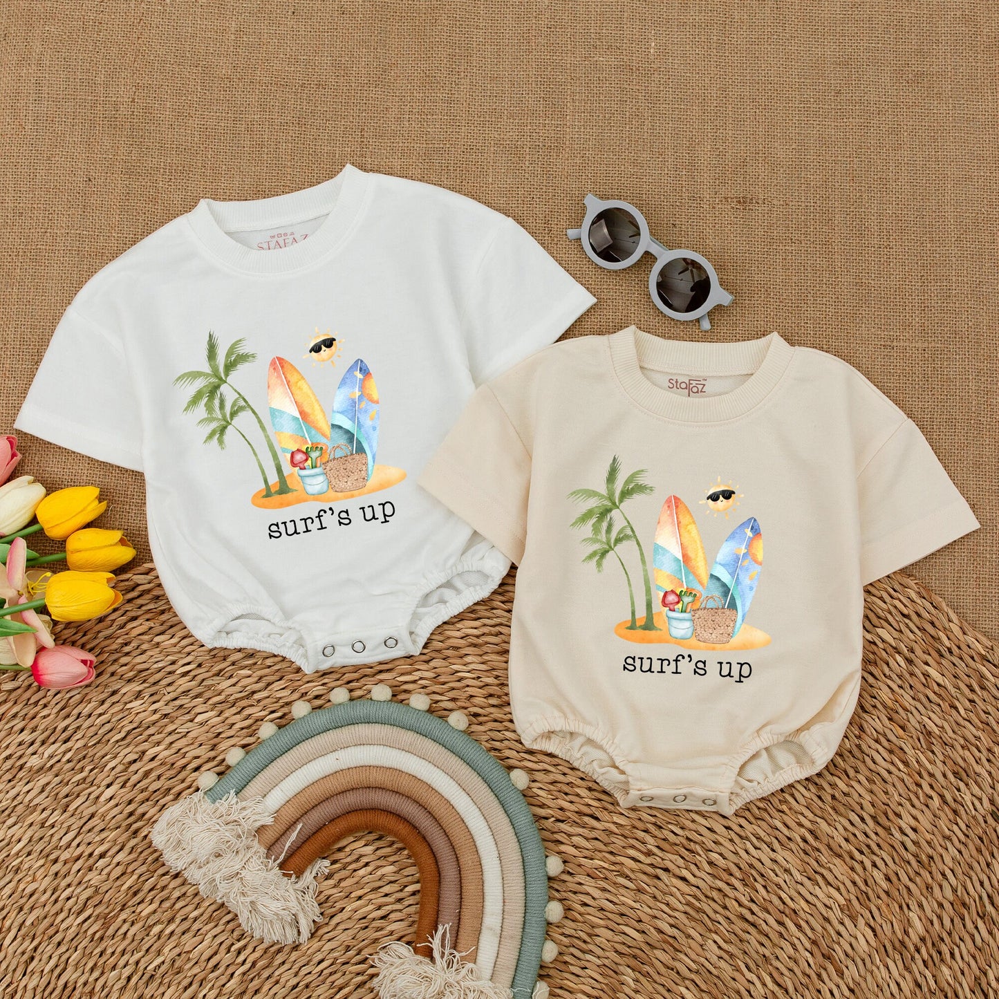 Surf's Up Baby Bodysuit Cute Future Surfer Romper Hawaii Beach Trip Newborn Unisex Outfit Summer Vibes Aloha