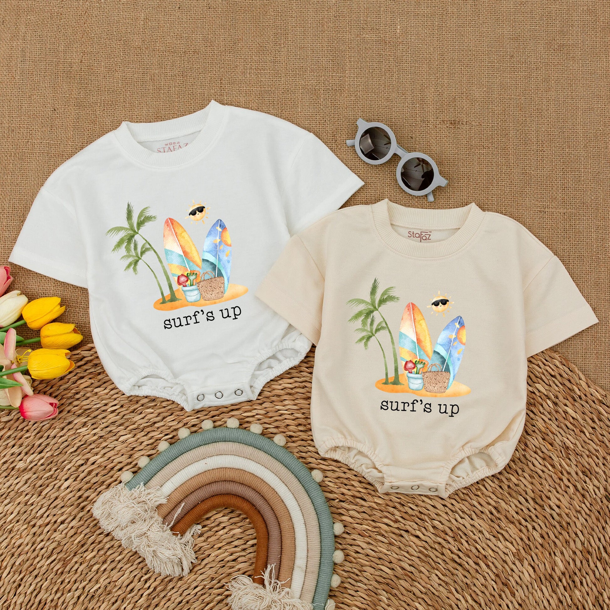 Surf's Up Baby Bodysuit Cute Future Surfer Romper Hawaii Beach Trip Newborn Unisex Outfit Summer Vibes Aloha