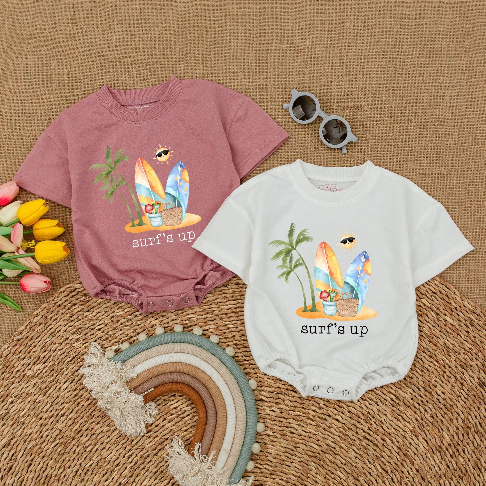 Surf's Up Baby Bodysuit Cute Future Surfer Romper Hawaii Beach Trip Newborn Unisex Outfit Summer Vibes Aloha