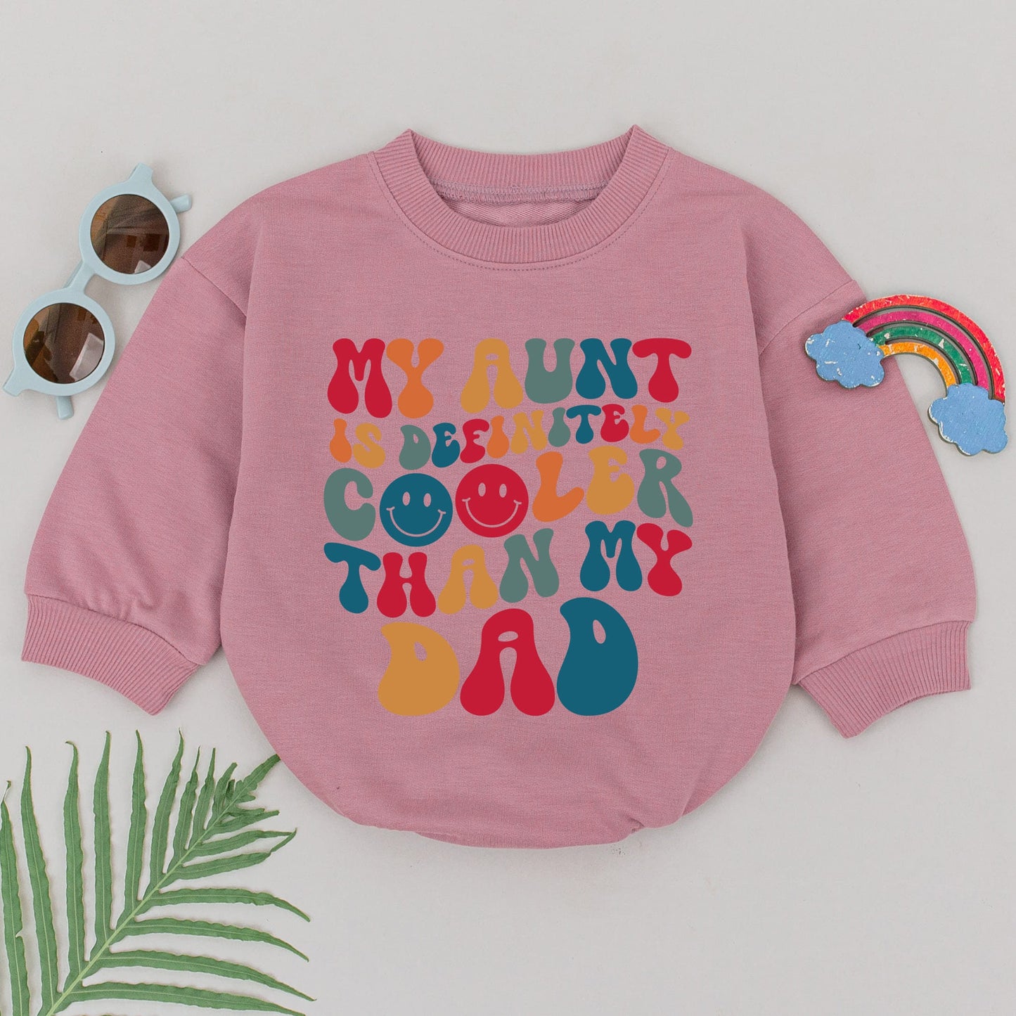 My Aunt is Definitely Cooler Than My Dad Baby Romper 70s Retro Design Aunt Gift for Girls Boys Newborn Infant Bodysuit
