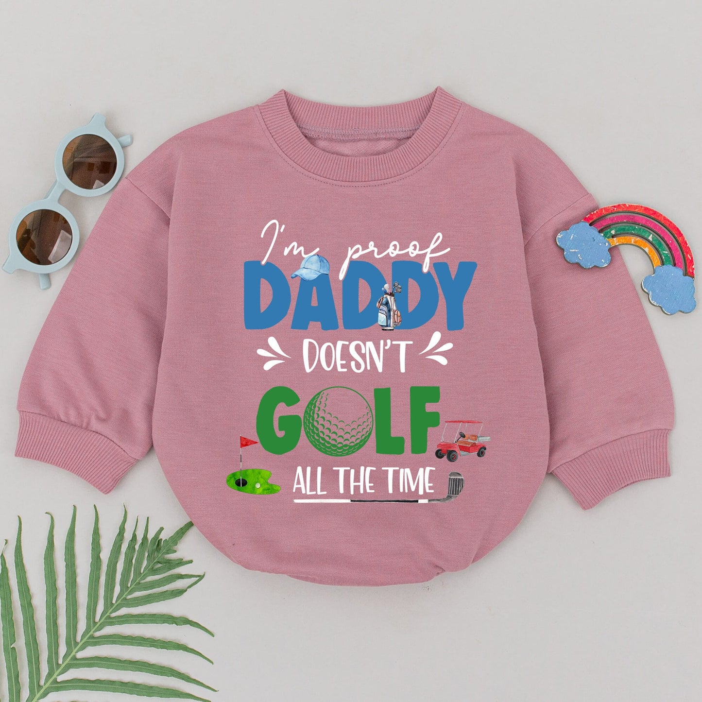 Daddy's Golfing Buddy Romper Baby Boy Golf Outfit Natural Baby Shower Gift "Proof Daddy Doesn't Play Golf All The Time" Cute Bodysuit