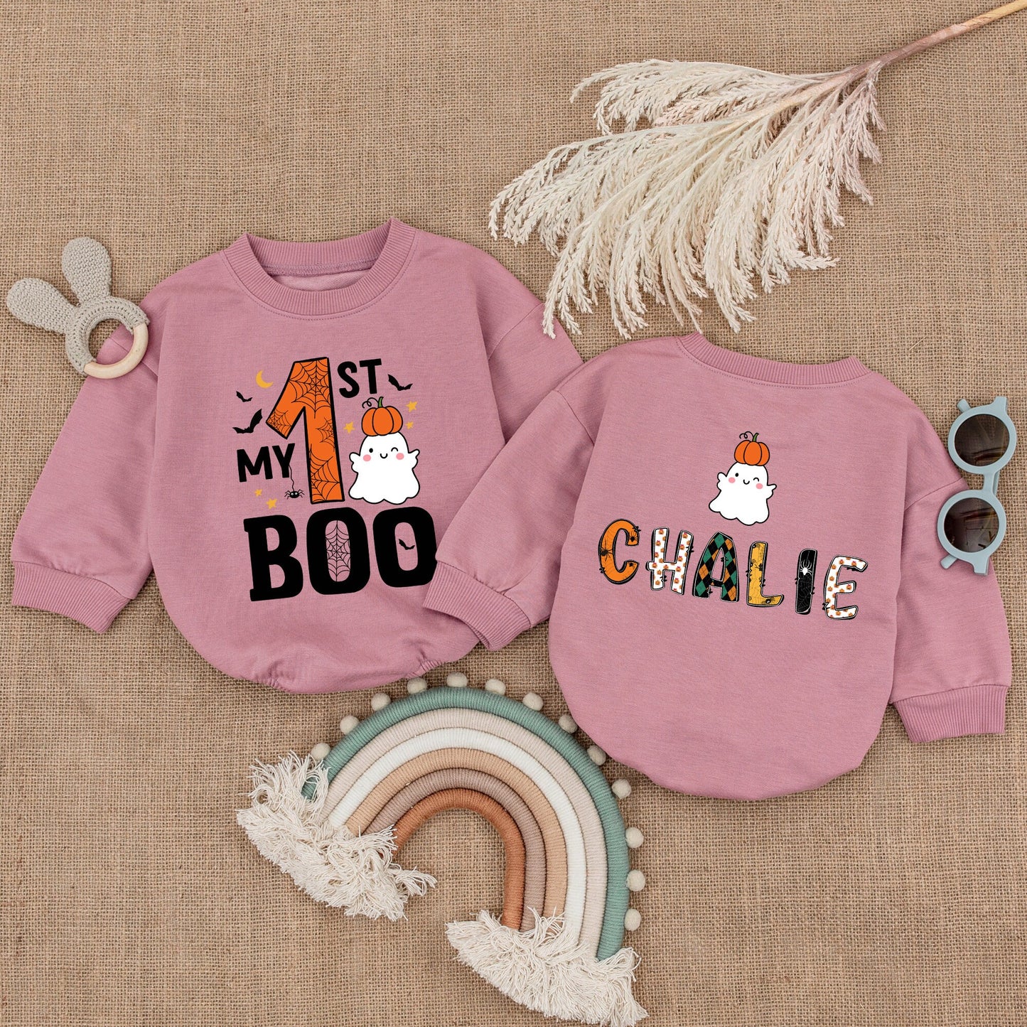 My 1st Boo Halloween Bodysuit, Adorable Baby's First Halloween Outfit, Ghost & Spider Fun, Boy Clothes, Baby Shower Gift, Fall Bodysuit 137
