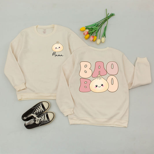 Personalized Family Matching Cute Baby Dumpling Bao Romper Bodysuit smiling face rosy cheeks vegan outfit soft cotton joyful shower gift.