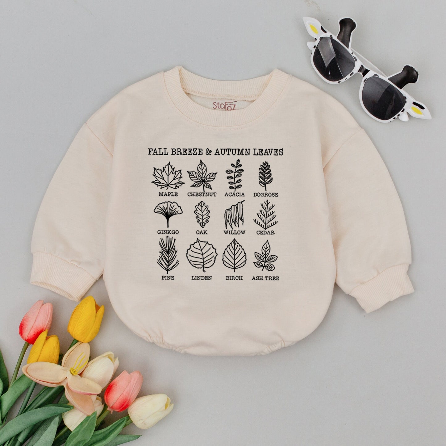 Fall Leaves Retro Baby Romper Vintage Autumn Bodysuit for Thanksgiving Baby Shower Gift Gender Neutral Cozy Fall Vibes Outfit 130 Characters