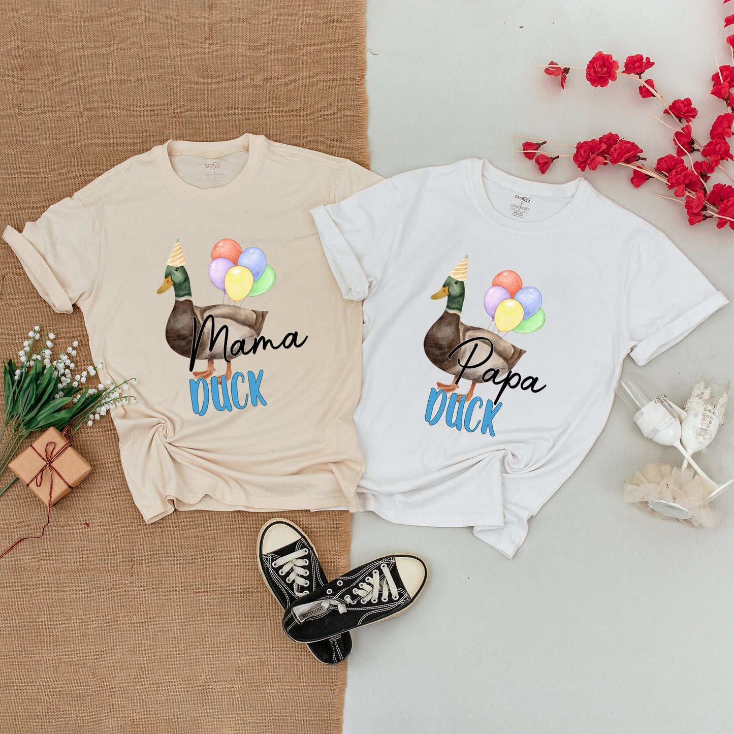 One Lucky Duck Birthday Matching Family Shirts, Cute Mallard Party Hat 1st Birthday Boy or Girl Outfit, Duck Lover Baby Bodysuit, Mommy and Me Clothes